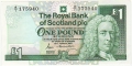 Royal Bank Of Scotland Plc 1 And 5 Pounds 1 Pound, 25. 3.1987